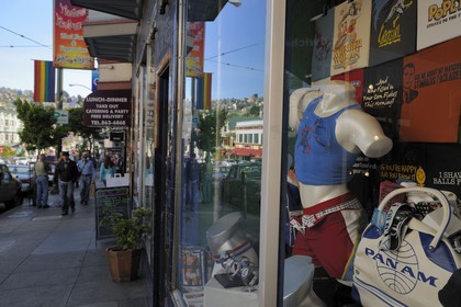 Etats-Unis, Californie, San Francisco, vitrine de magasin homosexuel dans Castro street artère principale du gay district