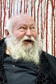 France, Paris, Galerie RX, Hermann Nitsch, Hermann Nitsch, contemporary Austrian artist, co-founder of the Wiener Aktionismus movement (Viennese Actionism)