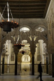 Spain, Andalusia, Cordoba, historical center listed as World Heritage by UNESCO, Mezquita, the Mosque cathedral, the mihrab of the mosque in the background