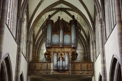 France, Bas Rhin, Marmoutier, Roman abbey church dated 6th century, organs from 1710 of the famous organ builder André Silbermann