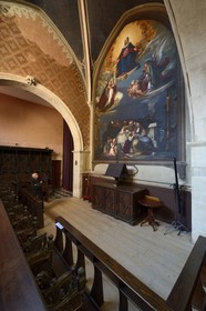 Croatie, Dalmatie, côte dalmate, Zadar, église et couvent Saint-François, salle de 1393 dans l'église pour le choeur pour les psaumes où se trouvait le Codex