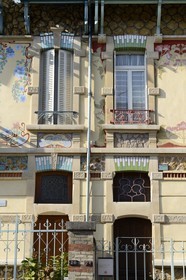 France, Meurthe-et-Moselle, Nancy, Rue Felix Faure, Art Nouveau subdivision house by architect Cesar Pain, villa Les Clématites