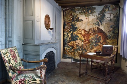 France, Aisne, Château-Thierry, Jean de La Fontaine Museum - city of Chateau-Thierry in the birthplace of the poet and writer, Jean de La Fontaine's study and writing office