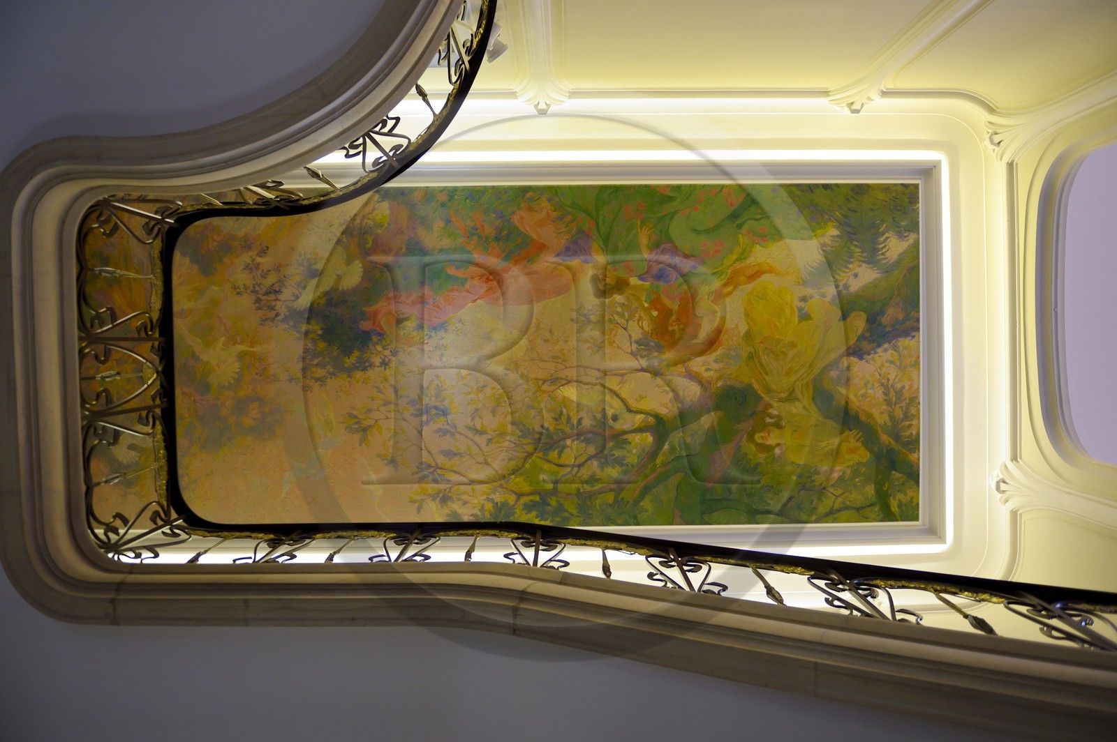 France, Meurthe-et-Moselle (54), Nancy, la maison Bergeret de style Art Nouveau, plafond de Victor Prouvé France, Meurthe-et-Moselle (54), Nancy, la maison Bergeret de style Art Nouveau, plafond de Victor Prouvé