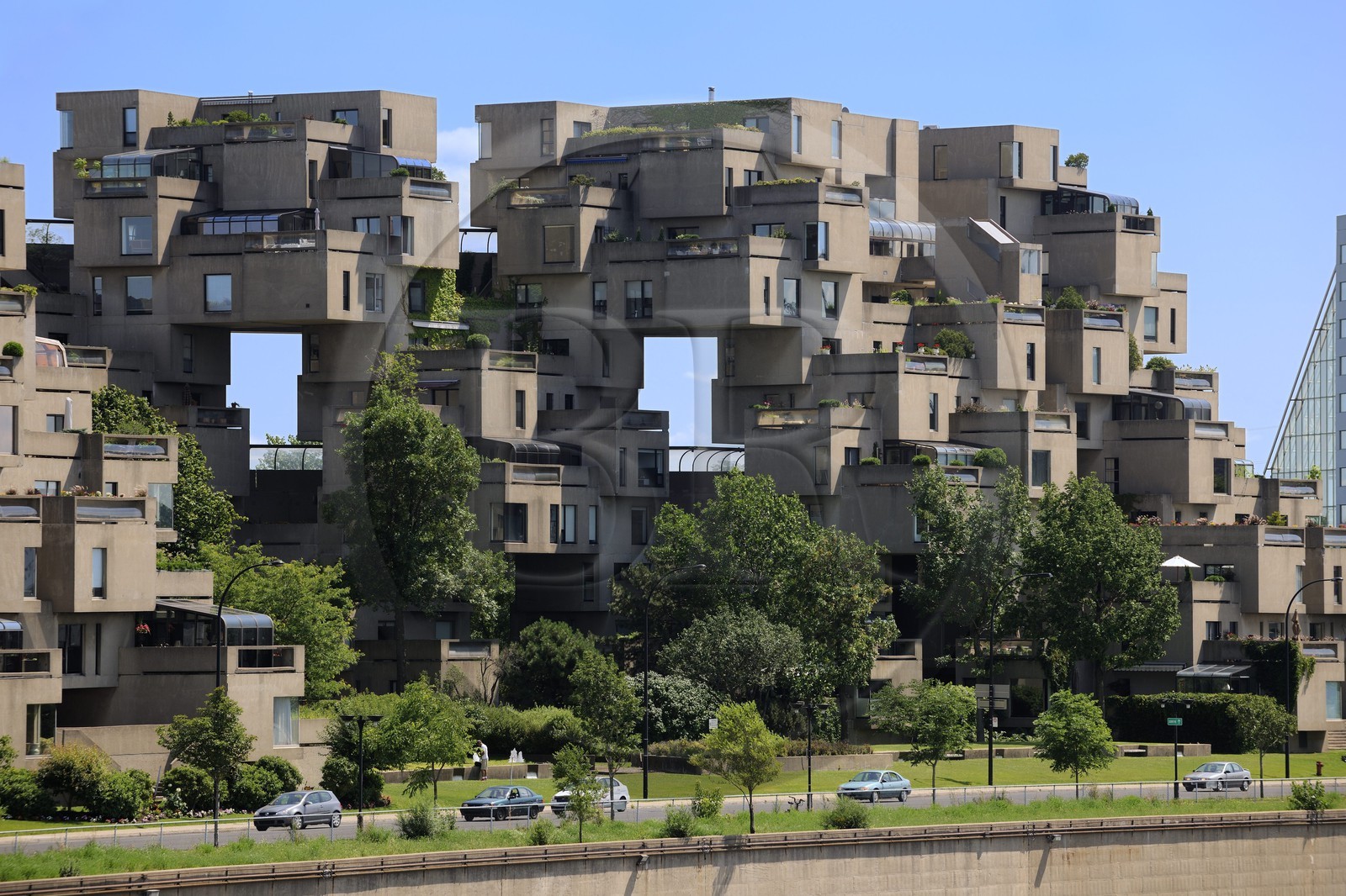 Canada, province de Québec, Montréal, immeuble en préfabriqué Habitat 67 créé pour l'Exposition universelle de 1967 par l'architecte Moshe Safdie