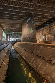 France, Loire Atlantique, Saint Nazaire, the former German submarine bases built during the last world war border the dock of the port of Saint-Nazaire, in the Fortified Lock bunker that houses the Espadon submarine
