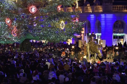 France, Meurthe-et-Moselle, Nancy, place Stanislas, the parade of Saint-Nicolas, mechanical puppet horse of the Paris-Benares Company