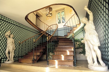 France, Hauts de Seine, Chatenay Malabry, Vallee aux loups, double staircase in Chateaubriand's house