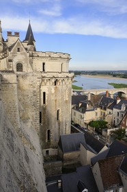 France, Indre et Loire, Amboise, Loire Valley listed as World Heritage by UNESCO, Chateau d'Amboise, the Minimes Tower overhanging the Loire river