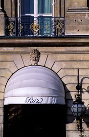 France, Paris, detail of the Ritz Hotel frontage place Vendome