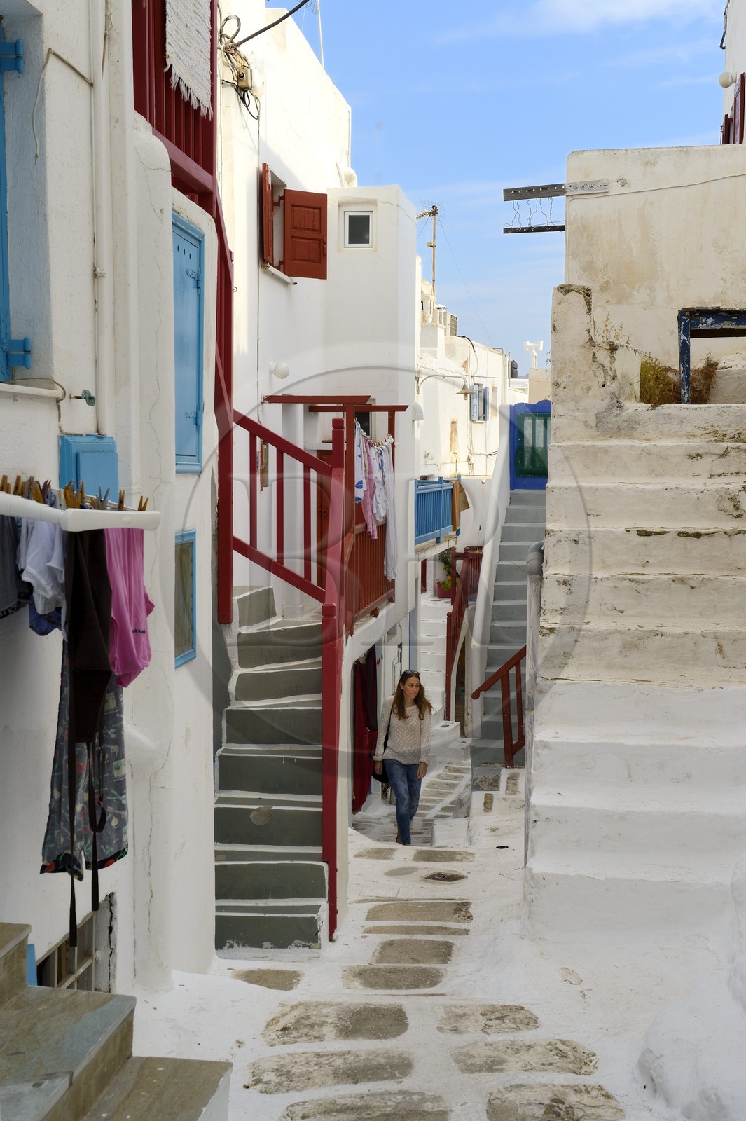 Grèce, Les Cyclades, mer Égée, île de Mykonos, Chora (Mykonos town), dans les ruelles de la vieille ville