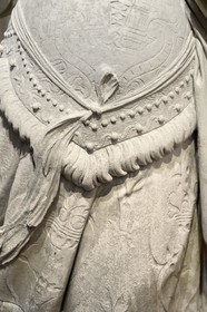 France, Meuse, Saint Mihiel, Museum of Sacred Art, statue of St. Elizabeth attributed to the sculptor Ligier Richier (16th century), the Isis knot closing the belt evokes the one adorning the dress of the Virgin of the swoon