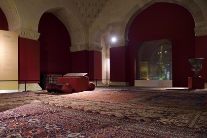 Azerbaïdjan, Bakou, Vieille ville, classée au patrimoine mondial de l'UNESCO, palais des Chirvanchahs, salle du trône