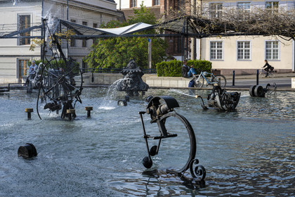 Switzerland, Basel, Theaterplatz, Tinguely's Carnival Fountain (Fasnachtsbrunnen)