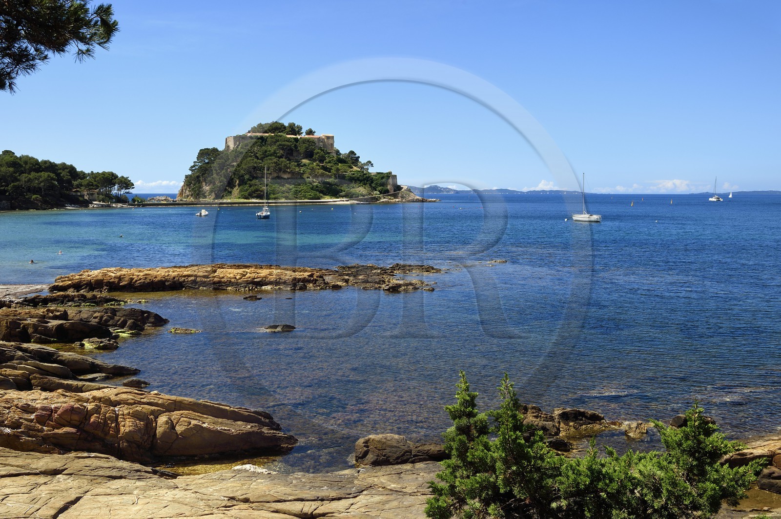 France, Var (83), Bormes-les-Mimosas, Cap de Bregancon, Fort de Brégançon, résidence officielle du président de la République