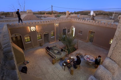 Iran, Isfahan province, Dasht-e Kavir desert, Mesr in Khur and Biabanak County, lodging in a traditional house of the oasis of Farahzad