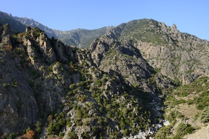 France, Haute Corse, Niolu (Niolo) region, the rocky gorge of the Scala di Santa Regina and the Golo river