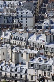 France, Paris (75), toits en zinc d'immeubles haussmanniens du 5ème arrondissement