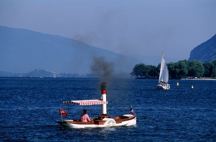 France, Savoie (73), le lac du Bourget, petit bateau à vapeur à roue le Liberty Belle