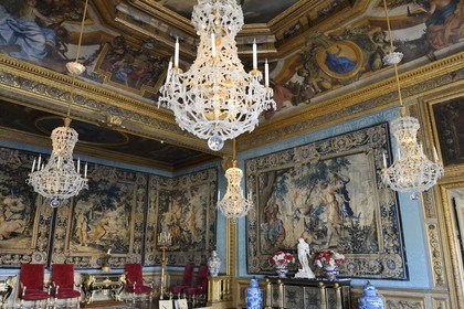 France, Seine et Marne, Maincy, Chateau de Vaux le Vicomte, the Chambre des Muses or Fouquet chamber is decorated with a ceiling and a bulging of Le Brun