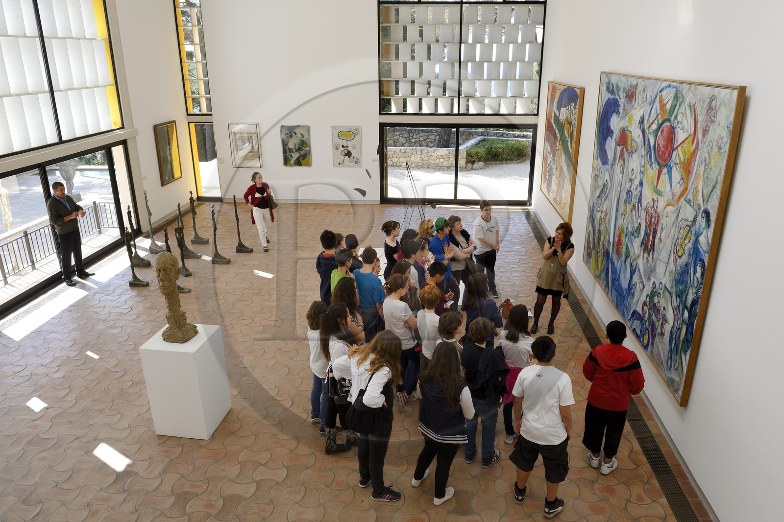 France, Alpes-Maritimes (06), Saint Paul de Vence, Fondation Maeght de l’architecte catalan Josep Lluis Sert, musée d'art contemporain, oeuvres de la collection permanente dont La Vie (1964) plus grand tableau au monde de Marc Chagall France, Alpes-Maritimes (06), Saint Paul de Vence, Fondation Maeght de l’architecte catalan Josep Lluis Sert, musée d'art contemporain, oeuvres de la collection permanente dont La Vie (1964) plus grand tableau au monde de Marc Chagall