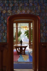 France, Meurthe-et-Moselle (54), Nancy, la maison Bergeret de style Art Nouveau, salon meublé par Louis Majorelle et boiseries par Eugène Vallin