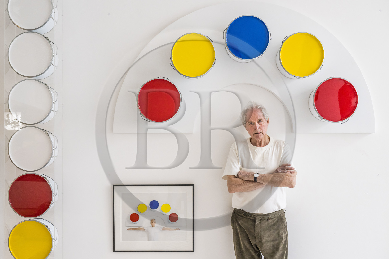 France, Paris, visual artist Jean-Pierre Raynaud in his studio apartment
