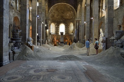 France, Isere, Vienne, Lapidary Museum in Saint Pierre church, artist Victoria Klotz installation in the middle of antique pieces