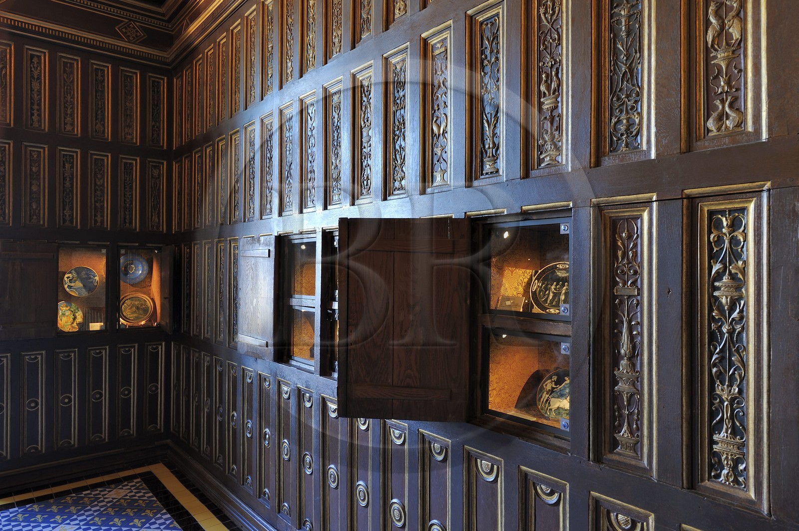 France, Loir et Cher, Loire Valley listed as World Heritage by UNESCO, Chateau de Blois, detail of the Cabinet of the Queen France, Loir et Cher, Loire Valley listed as World Heritage by UNESCO, Chateau de Blois, detail of the Cabinet of the Queen