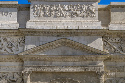 France, Vaucluse (84), Orange, l'arc de triomphe d'Orange, classé Patrimoine Mondial de l'UNESCO, arc monumental romain du début du Ier siècle