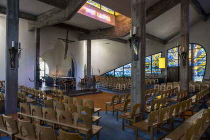 France, Herault, La Grande-Motte, labeled 20th century heritage, Saint Augustin church by architects Jean Balladur and Jean-Bernard Tostivint