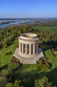 France, Meuse, Lorraine Regional Park, Cotes de Meuse, monument to American soldiers at Montsec commemorating the offensives by U.S. forces on the Saint-Mihiel salient during the First World War (aerial view)