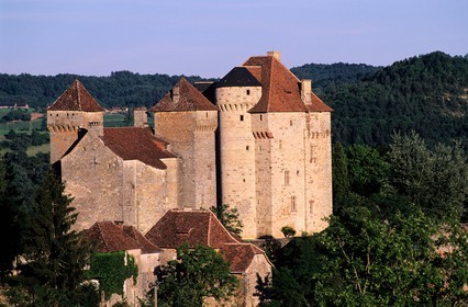 France, Correze, Curemonte village, labelled Les Plus Beaux Villages de France (The Most Beautiful Villages of France), castle