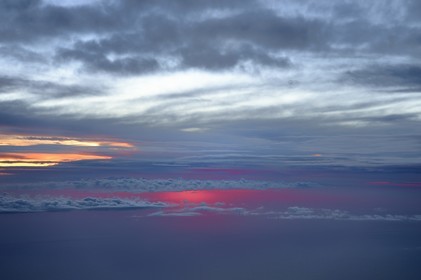 Portugal, Madeira Island, cloudy sunset sky (aerial view)