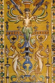 Espagne, Andalousie, Séville, Alcazar de Séville (Reales Alcazares de Sevilla), classé Patrimoine Mondial de l'UNESCO, Palacio Gotico, sala de las Bovedas, azulejos