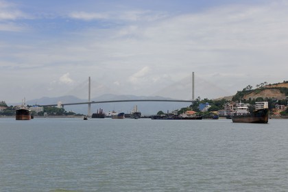 Vietnam, Quang Ninh Province, Halong Bay, listed as World Heritage by UNESCO, the Along city bridge