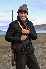 Groenland, cote ouest, Baie de North Star, Dundas (Thulé), le biologiste Rudolf Thomann