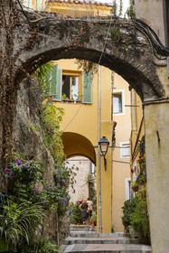 France, Alpes-Maritimes, Menton, old town, staircase alley maze