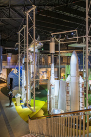 France, French Guiana, Kourou, Guiana Space Centre (Centre spatial guyanais, CSG), Guyaspace Expérience (ancien Musée de l'Espace), models of launch vehicles (rockets)