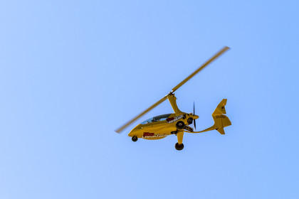 Portugal, Algarve, Ria Formosa Nature Park, Tavira, autogyro or gyroplane is a class of rotorcraft