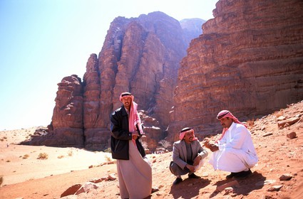 Jordan, Wadi Rum, entrance of the sîq of Jebel Khazali