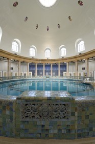 France, Meurthe-et-Moselle, Nancy, round swimming pool of Thermal Nancy under a dome