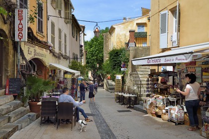 France, Var, Bormes les Mimosas, the rue Carnot, main street of the old town