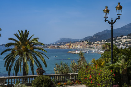 France, Alpes-Maritimes, Menton seen from Maria Serena garden in the district of Garavan