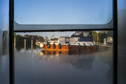 France, Gard, the Petite Camargue, Vauvert, the port of Gallician on the Rhone to Sète canal early morning