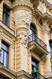 Latvia (Baltic States), Riga, Art Nouveau building on the corner of Alberta and Strelnieku streets