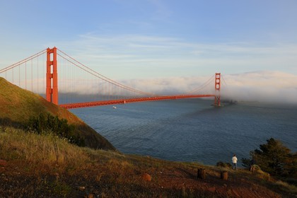 United States, California, San Francisco, Golden Gate Bridge rising above the fog