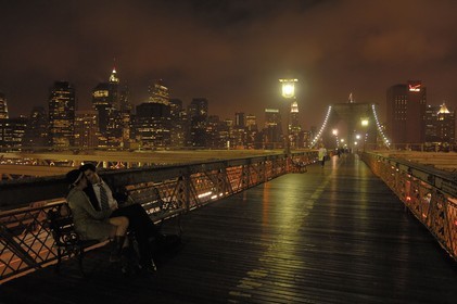 Etats-Unis, New York, Manhattan, le Pont de Brooklyn et le sud de Manhattan