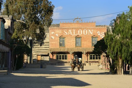 Spain, Andalusia, Almeria Province, Tabernas Desert, Fort Bravo Texas-Hollywood Amusement park where the 7 Mercenaries from John Sturges, Les Petroleuses from Christian-Jaque and A Fistful of Dollars from Sergio Leone were filmed
