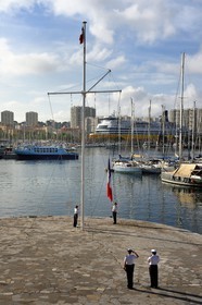 France, Var, Toulon, the naval base (Arsenal), the flag-raising ceremony in front of the Mediterranean maritime prefecture
